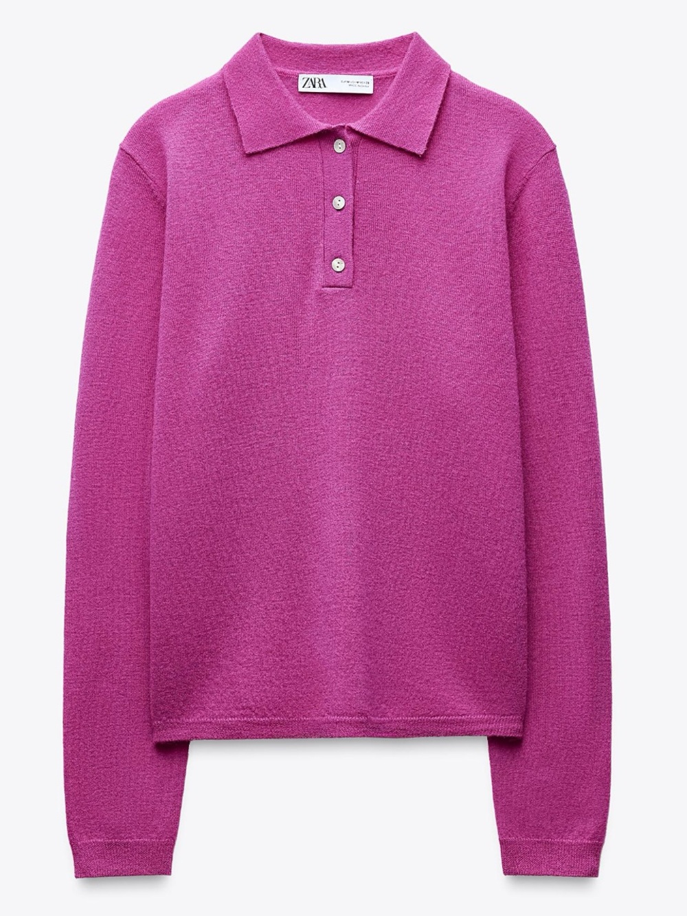100% WOOL Fuchsia Polo-Knit
